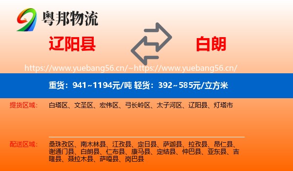 辽阳县到白朗县物流