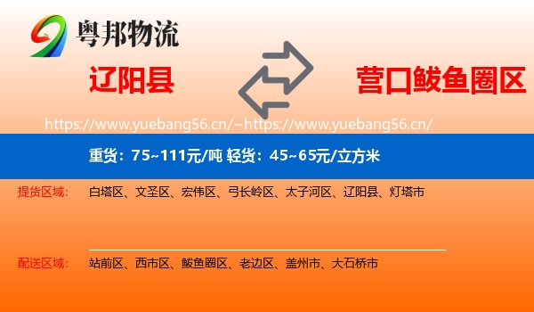 辽阳县到鲅鱼圈区物流