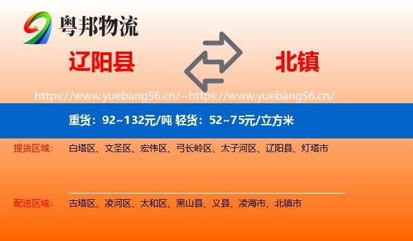 辽阳县到北镇市物流
