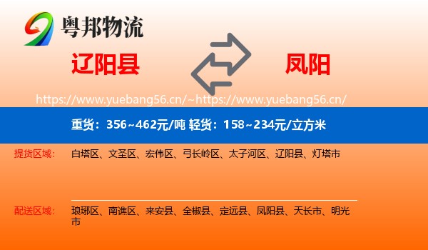辽阳县到凤阳县物流