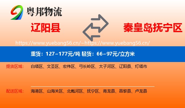 辽阳县到抚宁区物流