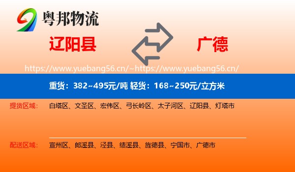 辽阳县到广德市物流