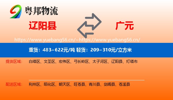 辽阳县到广元物流