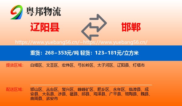 辽阳县到邯郸物流