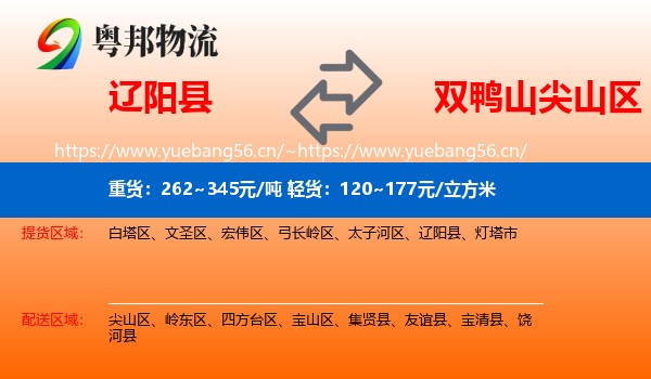 辽阳县到尖山区物流
