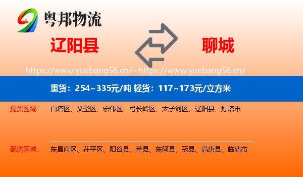 辽阳县到聊城物流
