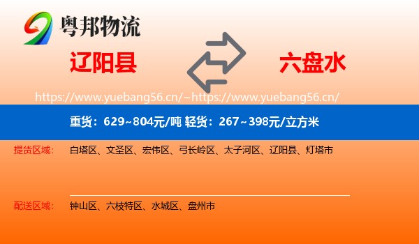 辽阳县到六盘水物流