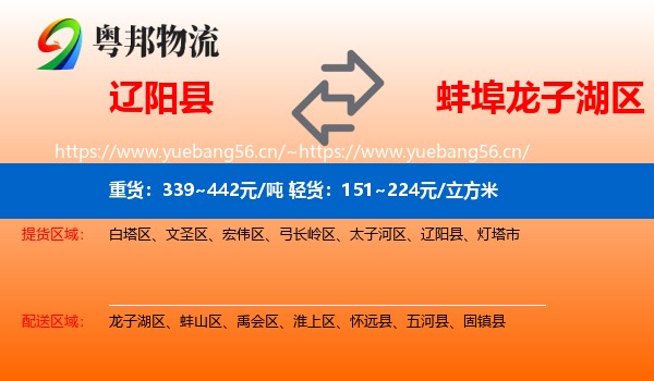 辽阳县到龙子湖区物流