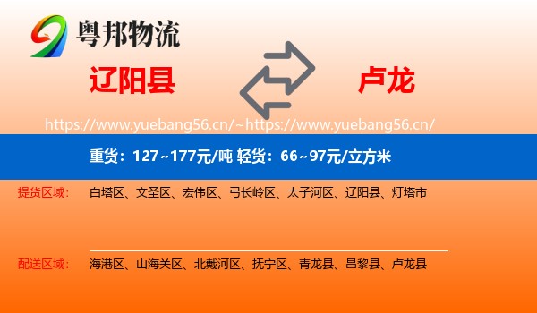 辽阳县到卢龙县物流