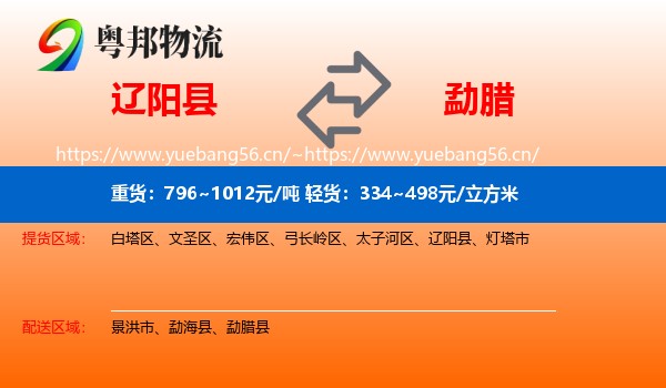 辽阳县到勐腊县物流