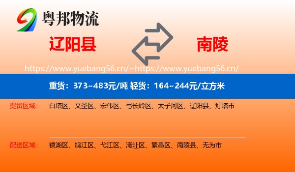 辽阳县到南陵县物流