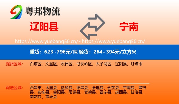 辽阳县到宁南县物流