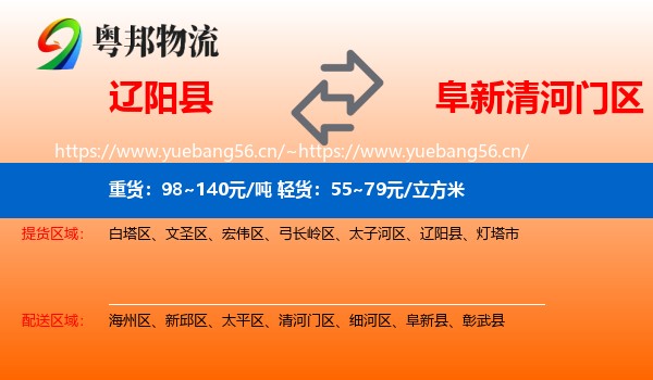 辽阳县到清河门区物流