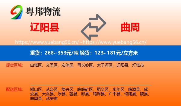 辽阳县到曲周县物流