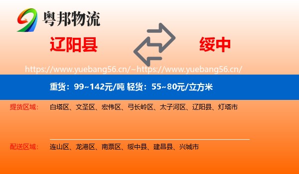 辽阳县到绥中县物流