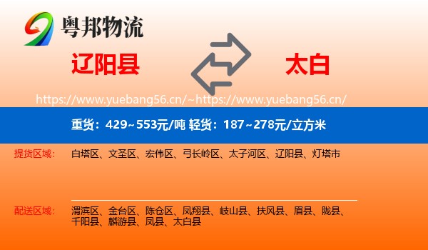辽阳县到太白县物流
