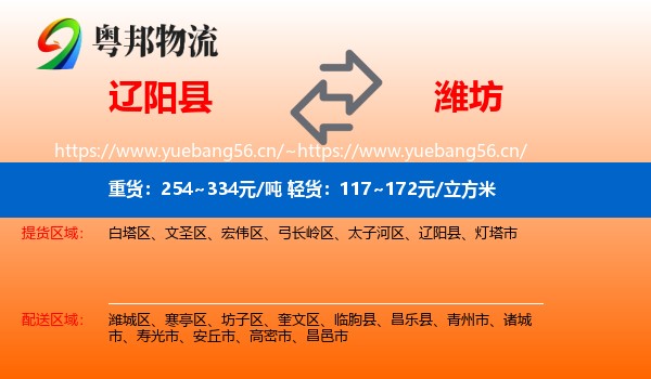 辽阳县到潍坊物流