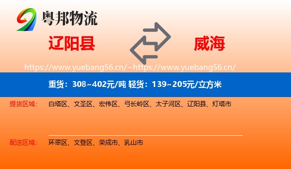 辽阳县到威海物流