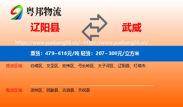 辽阳县到武威物流