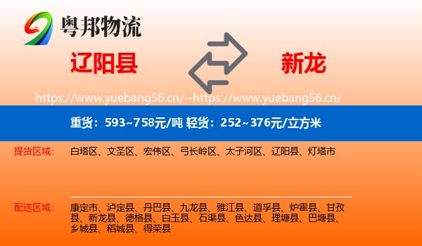 辽阳县到新龙县物流