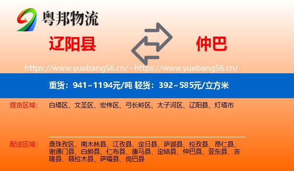 辽阳县到仲巴县物流
