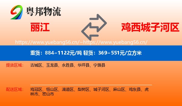 丽江到城子河区物流专线