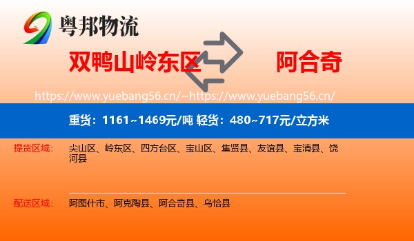 双鸭山岭东区到阿合奇县物流