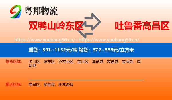 双鸭山岭东区到高昌区物流