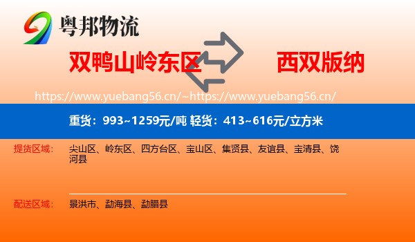 双鸭山岭东区到西双版纳物流