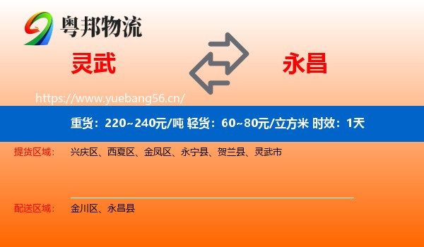 灵武到永昌县物流专线名片