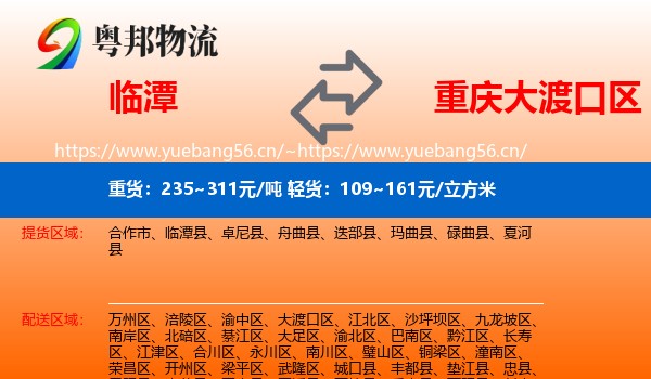 临潭到大渡口区物流
