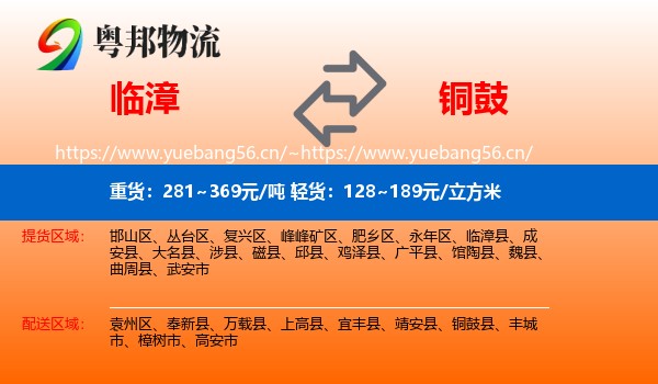 临漳到铜鼓县物流