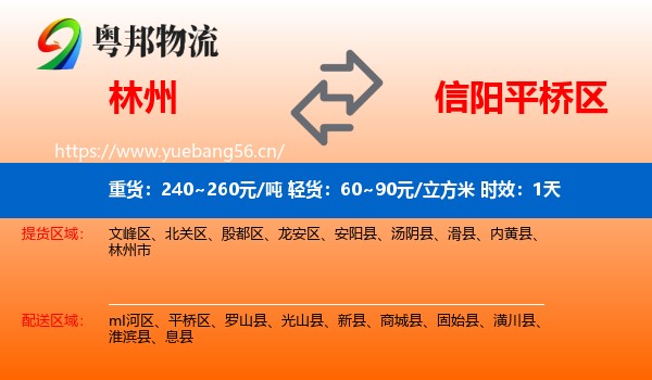 林州到平桥区物流专线名片