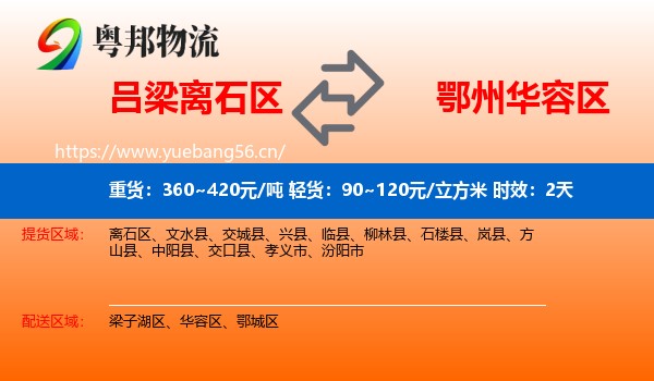 吕梁离石区到华容区物流专线名片
