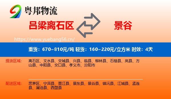 吕梁离石区到景谷县物流专线名片