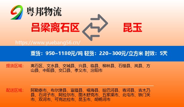 吕梁离石区到昆玉市物流 吕梁离石区到昆玉市物流专线名片