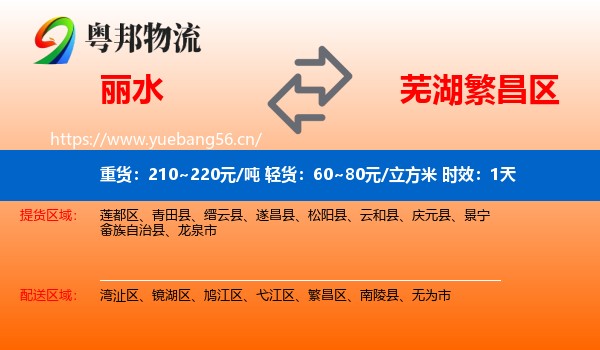 丽水到繁昌区物流专线名片