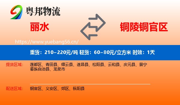 丽水到铜官区物流专线名片