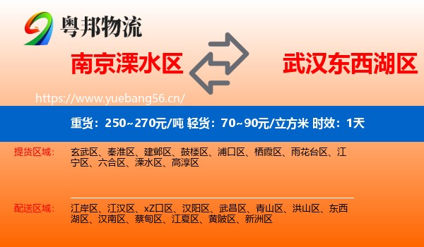南京溧水区到东西湖区物流 南京溧水区到东西湖区物流专线名片