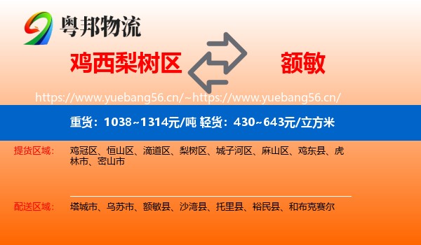 鸡西梨树区到额敏县物流