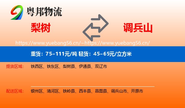 梨树到调兵山市物流