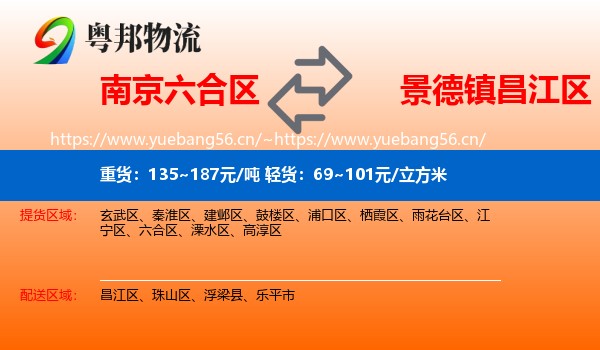 南京六合区到昌江区物流