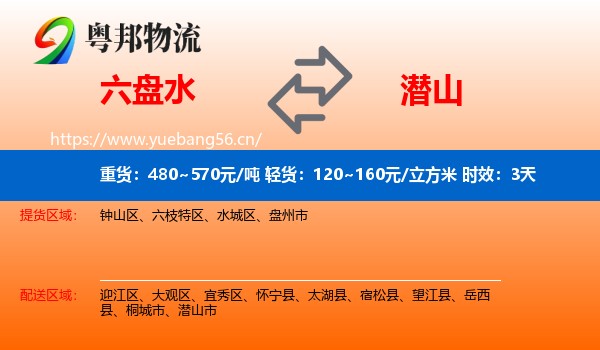 六盘水到潜山市物流专线名片