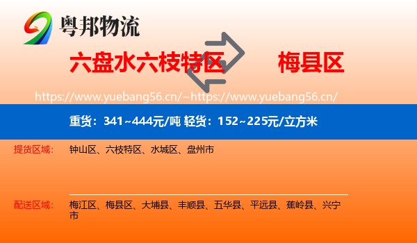 六盘水六枝特区到梅县区物流