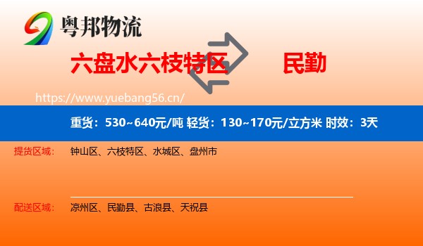 六盘水六枝特区到民勤县物流专线名片