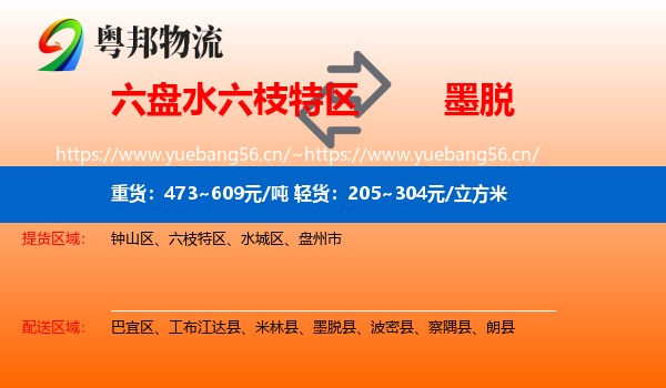 六盘水六枝特区到墨脱县物流
