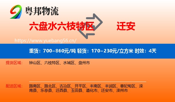 六盘水六枝特区到迁安市物流专线名片