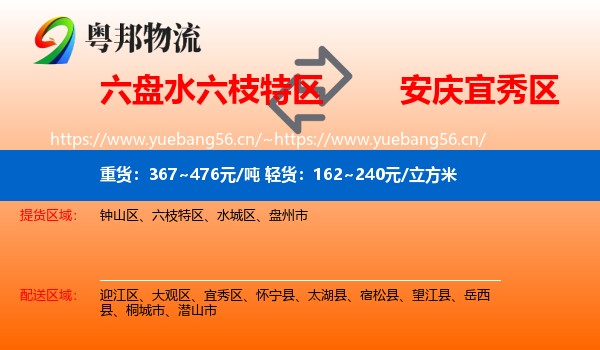 六盘水六枝特区到宜秀区物流
