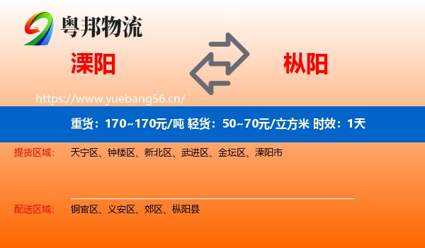 溧阳到枞阳县物流专线名片