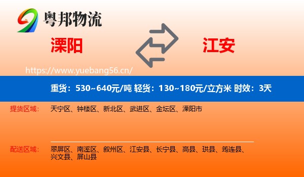 溧阳到江安县物流专线名片